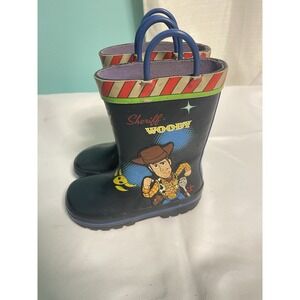 Toddler Disney‎ Toy Story Rain Boots Blue Green Buzz Lightyear Boy Girl 7/8 Bin2